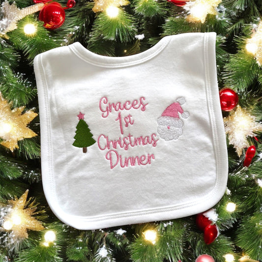 My 1st Christmas dinner Bib - embroidered