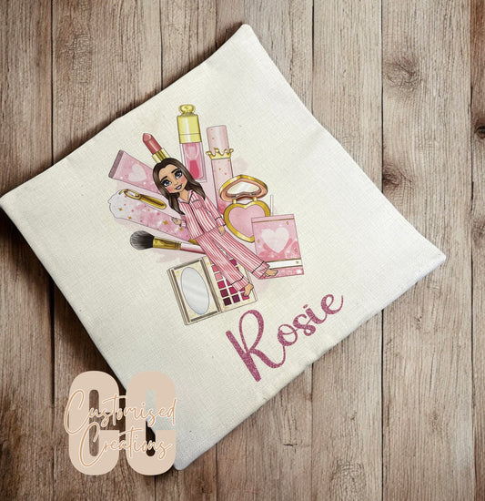 Make up girl cushion cover