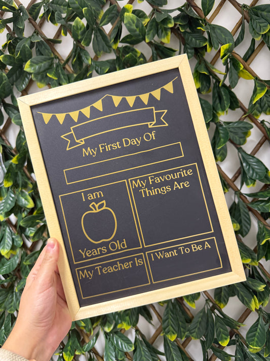 First day of school black board