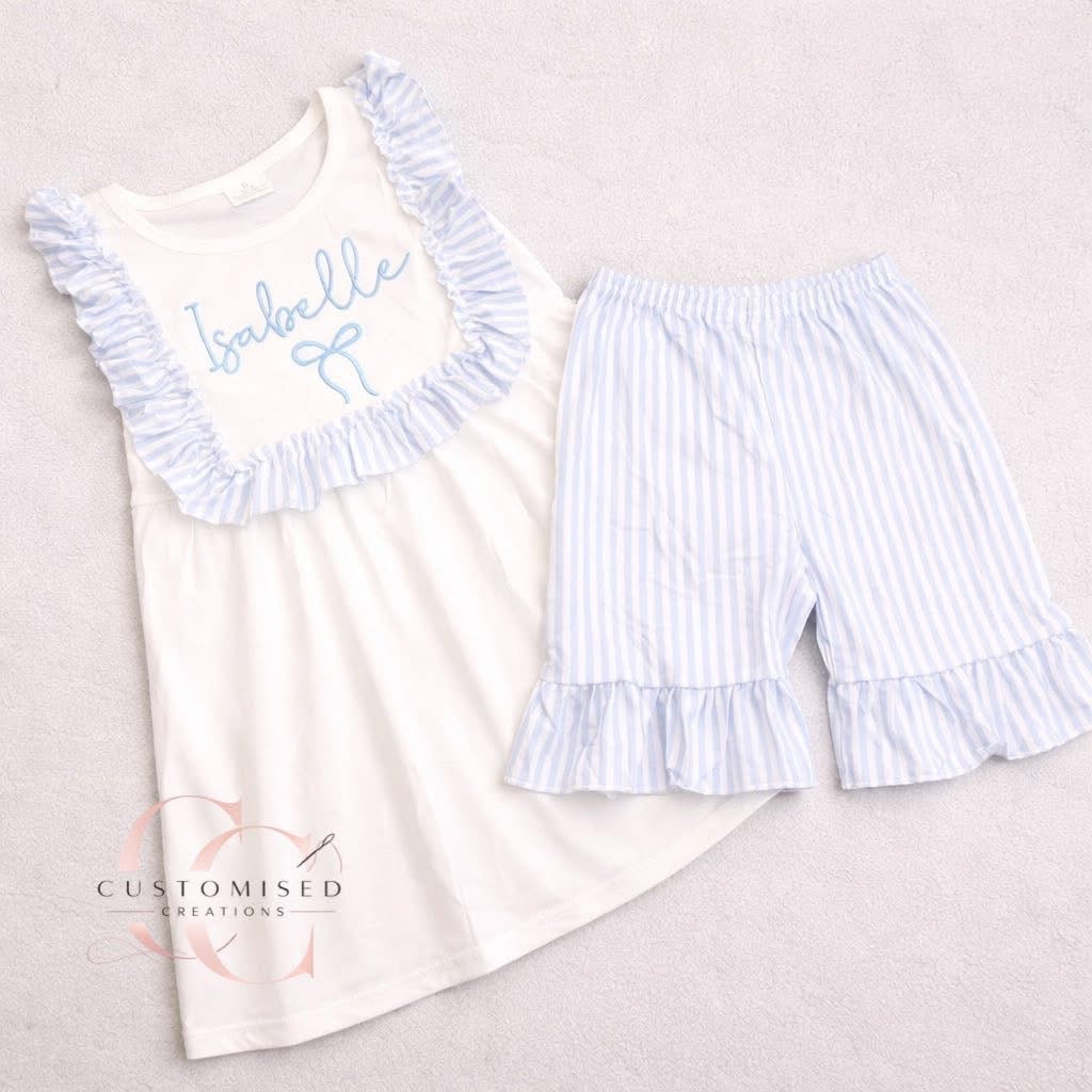 Embroidered girls 2 piece summer set