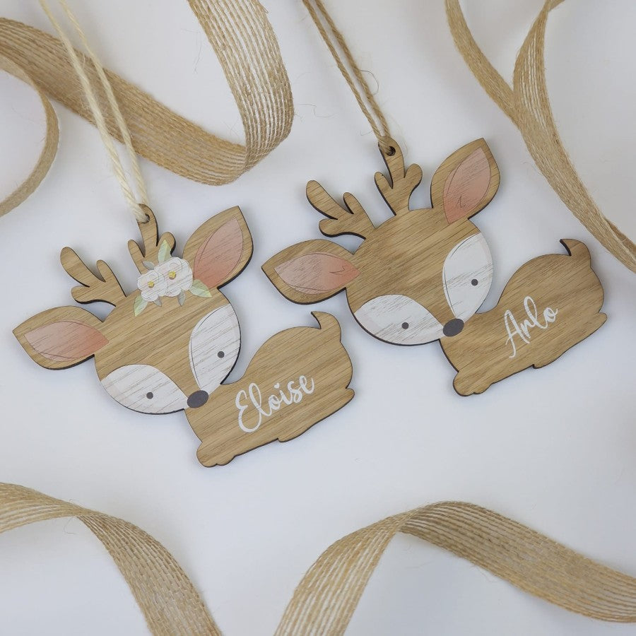 Deer oak Christmas bauble