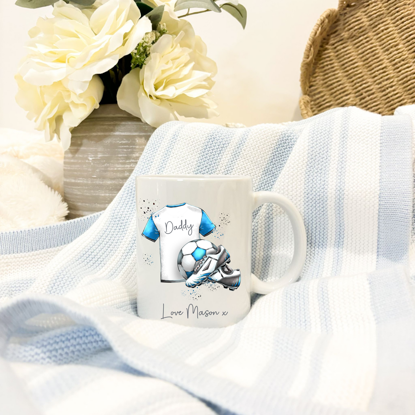 Blue football strip mug and/or coaster
