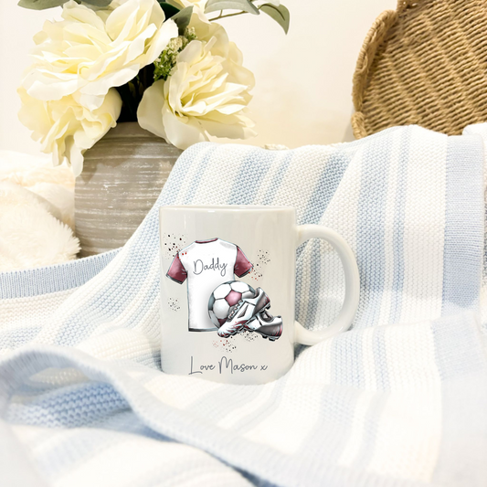 Burgundy football strip mug and/or coaster