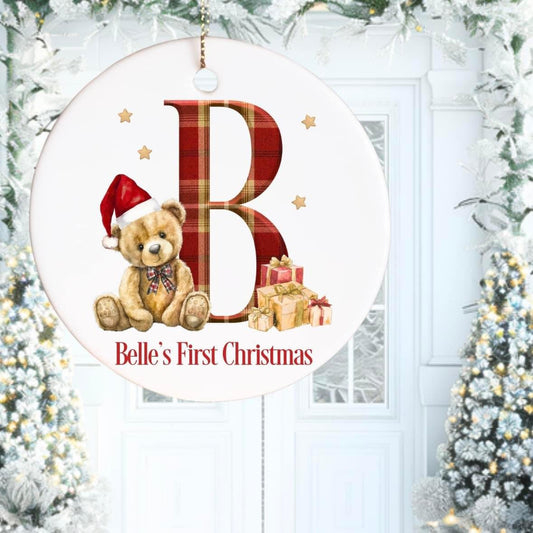 Bear initial 1st Christmas bauble