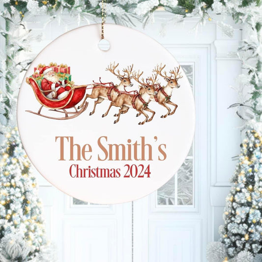 Reindeer sleigh initial bauble