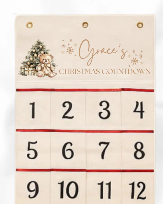 Christmas countdown calendar - gold  scene