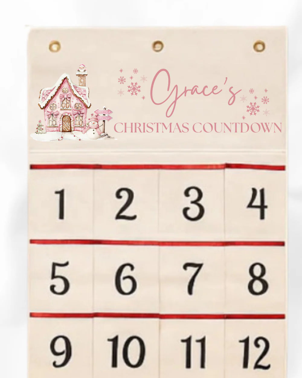 Christmas countdown calendar - pink  scene