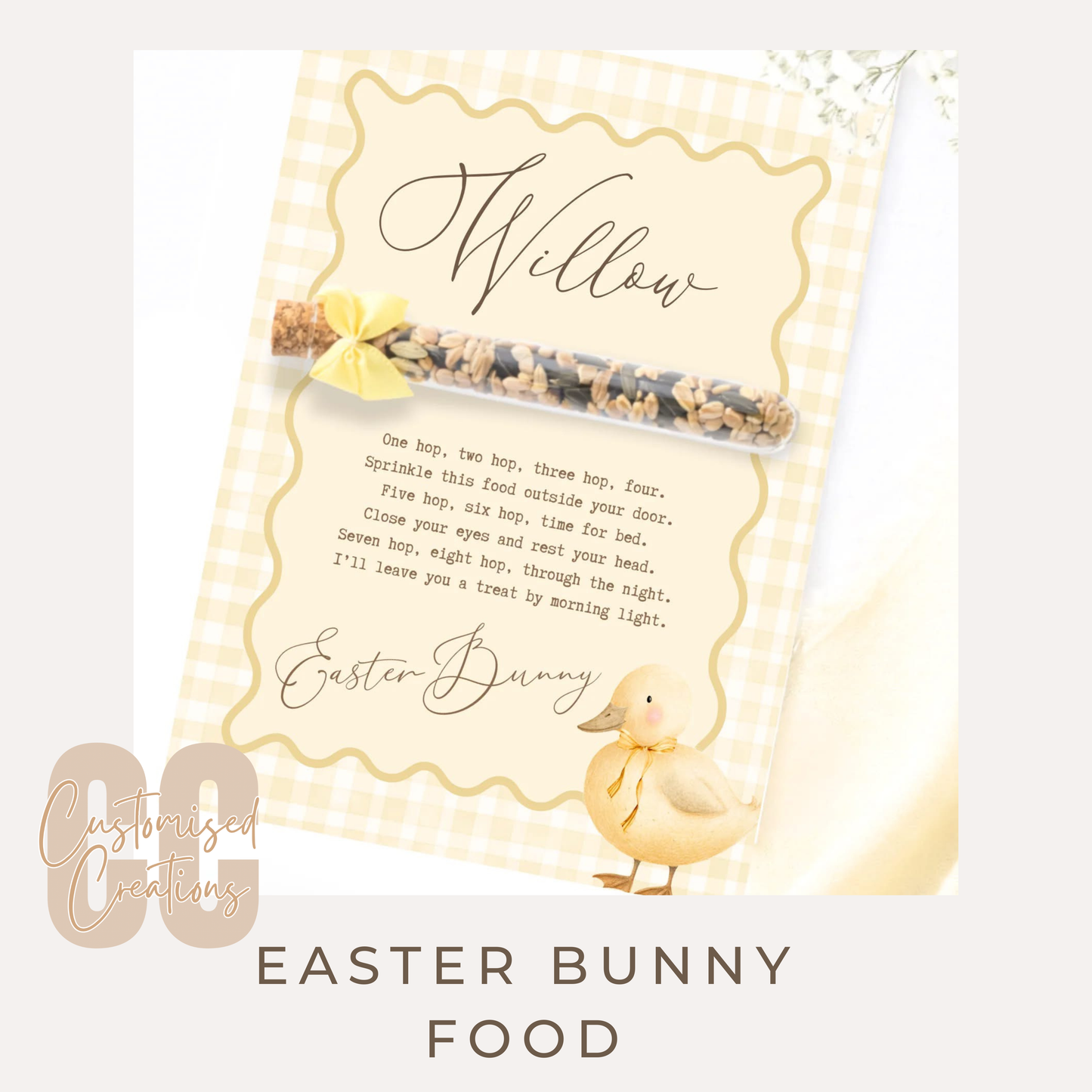 Easter Bunny Food Tube – Cute Duckling Easter Treat with Backing Card