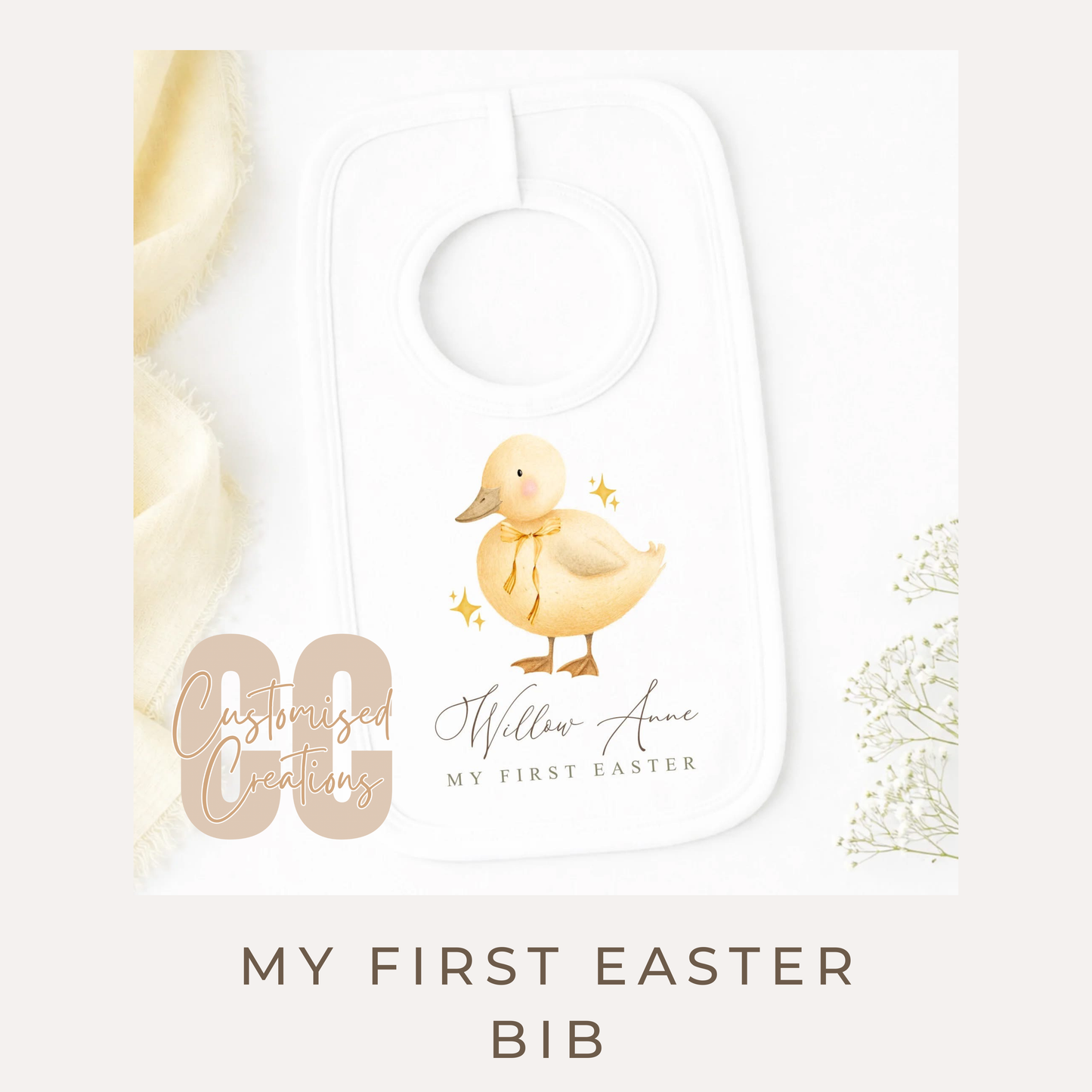 Easter Duckling Baby Bib – Cute Yellow Easter Bib