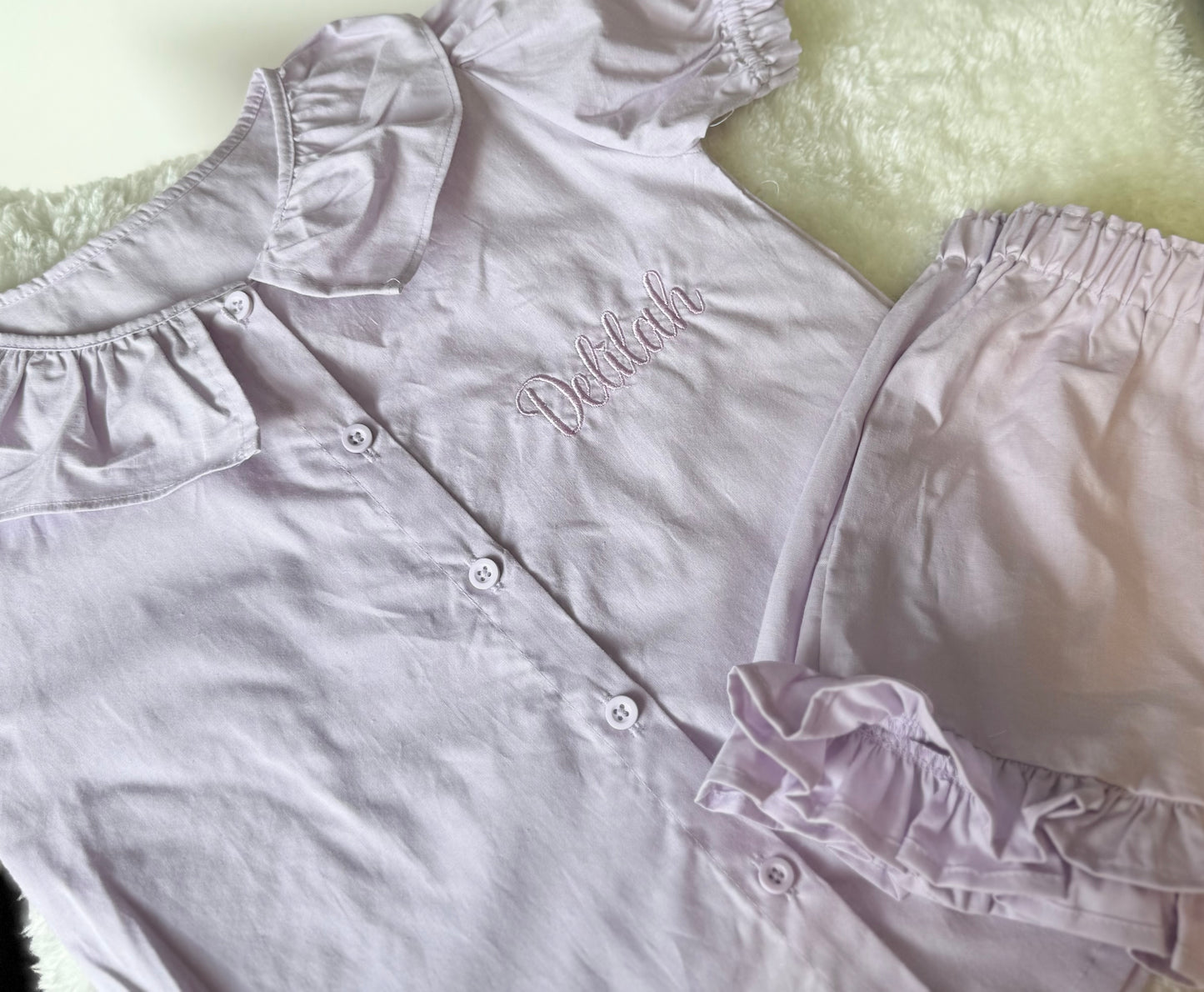 Embroidered linen frill summer set - all colours