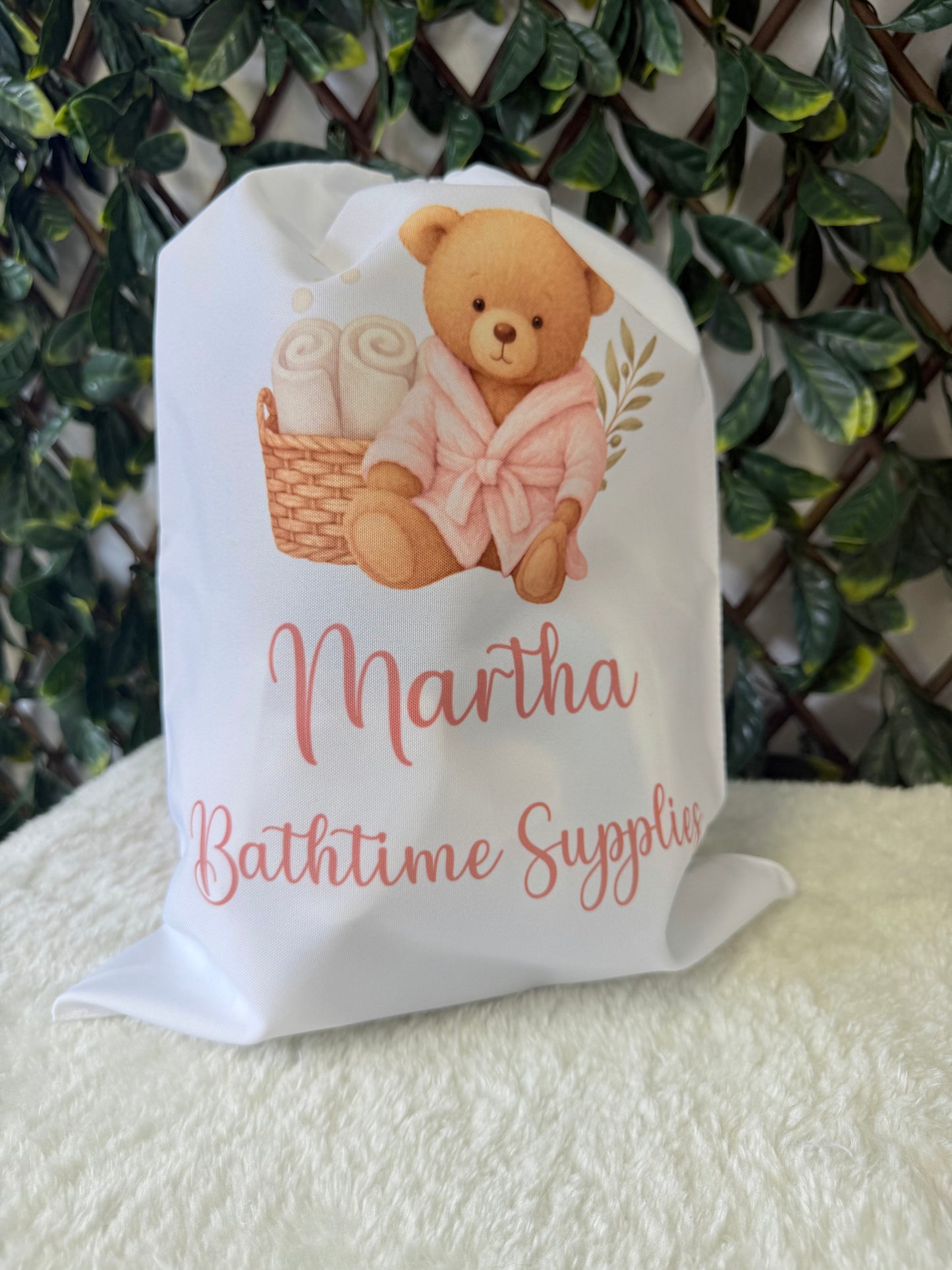 Bath time supplies bag