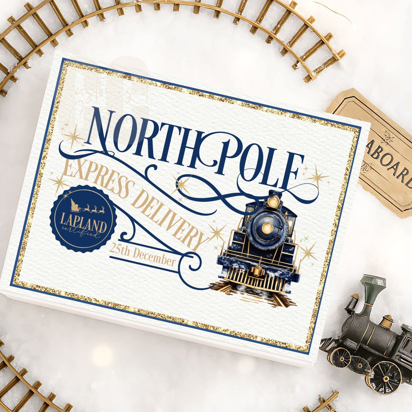 Navy North Pole express magnetic gift box
