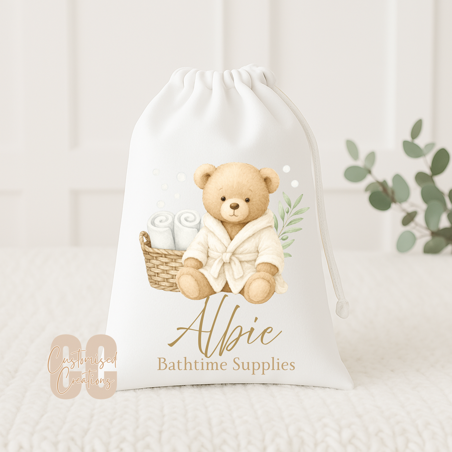 Bath time supplies bag