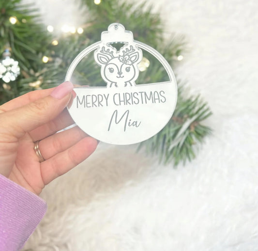 Personalised Mirrored Merry Christmas Bauble