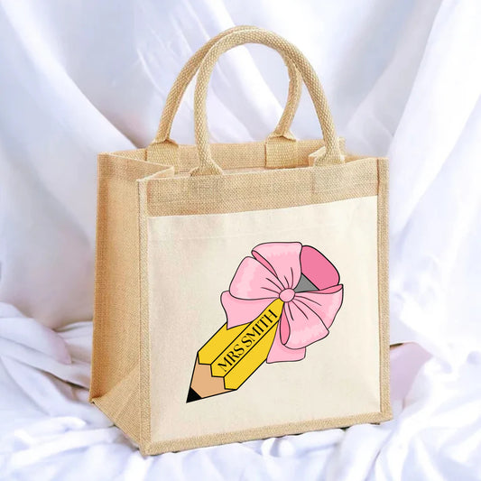 Teacher pencil jute bag