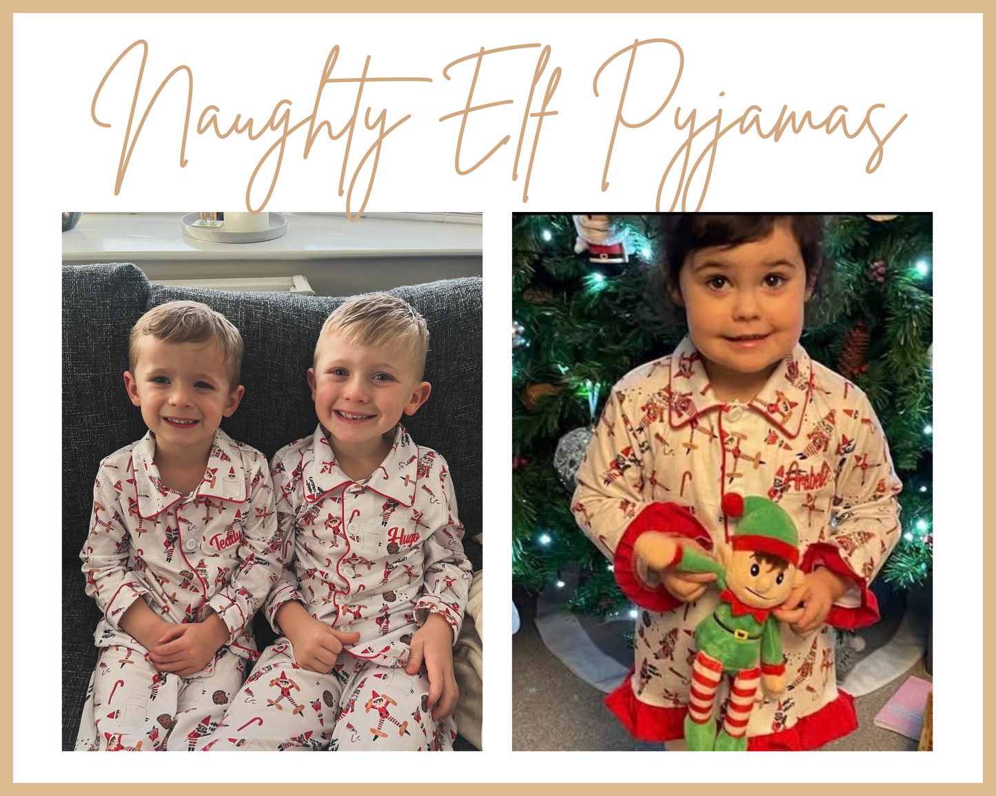 Naughty Elf Christmas pyjamas - embroidered with name