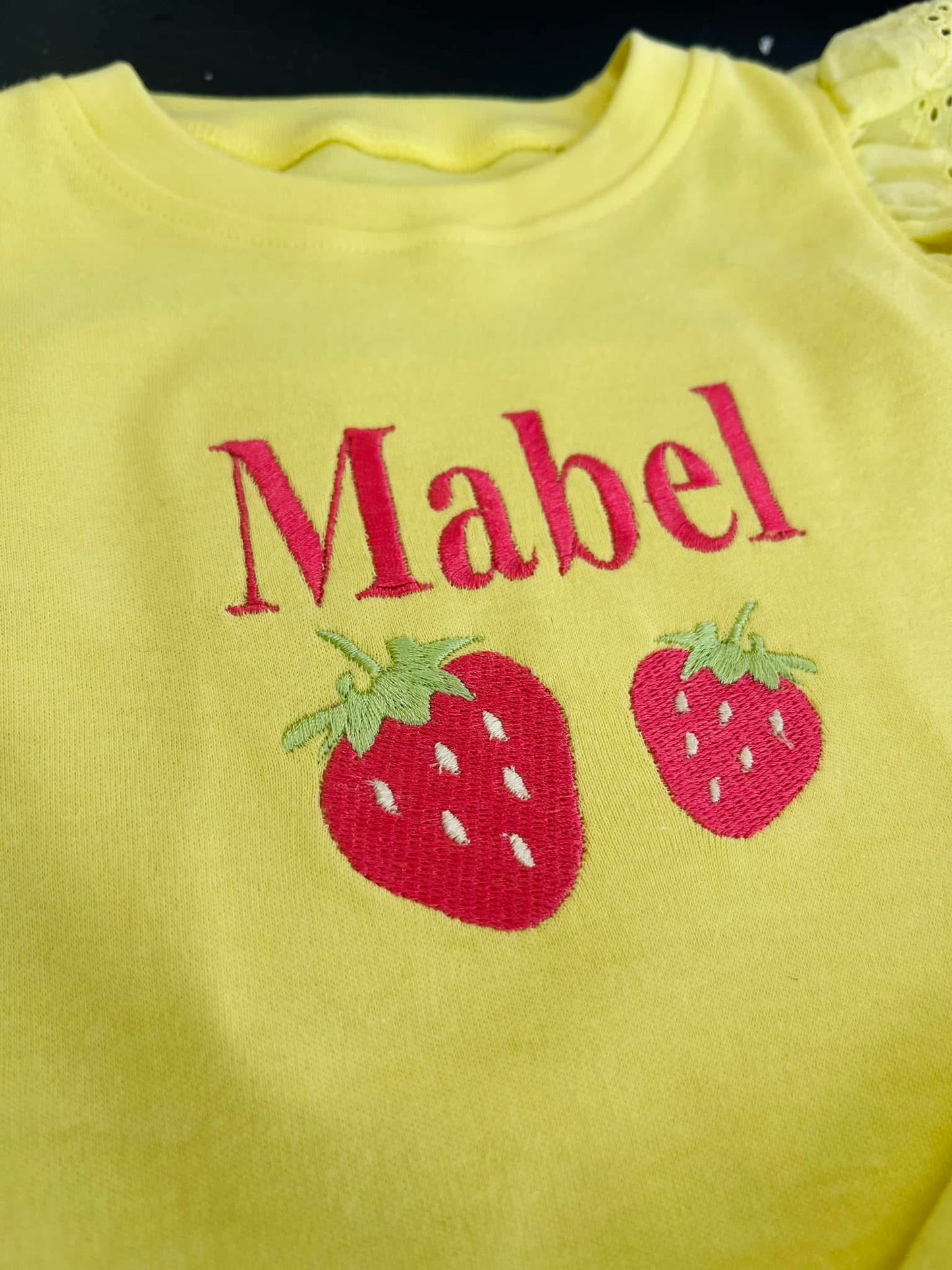 Embroidered strawberry anglaise set