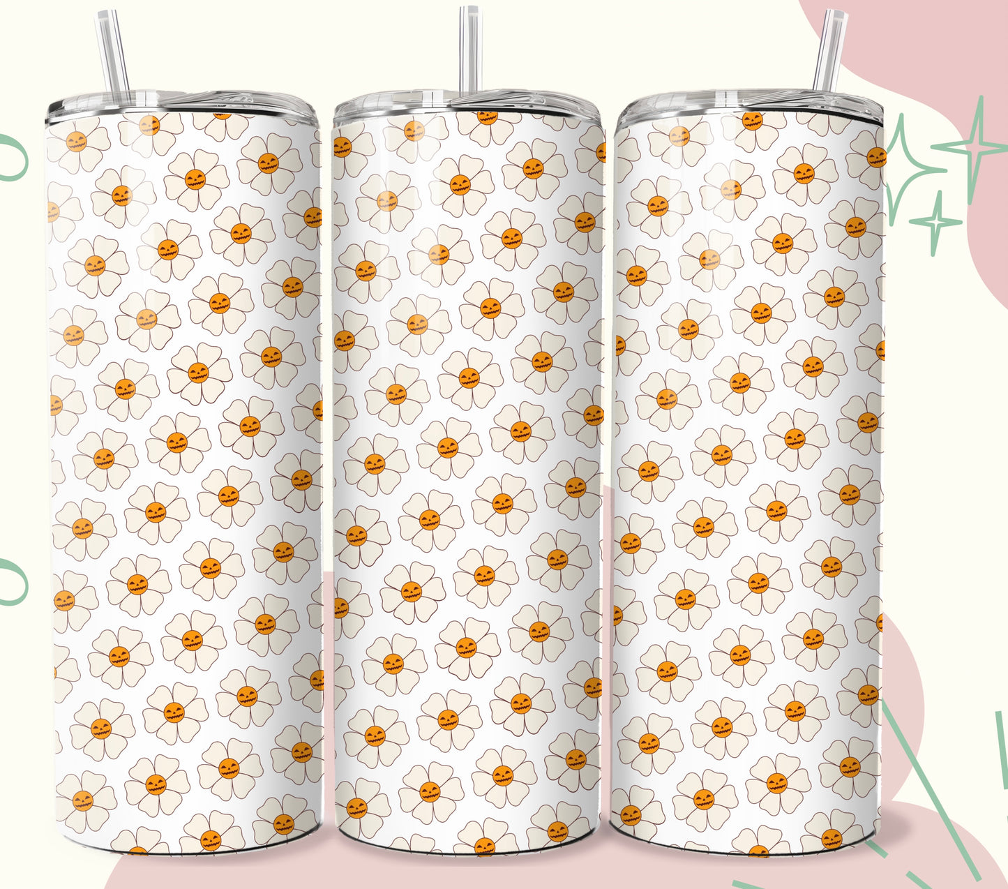 Cream and orange pumpkin 20oz tumbler