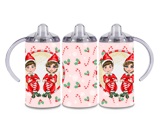 Sippy tumbler cup - naughty elfs Christmas