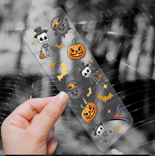 Halloween- cute pumpkin and skeletons bookmark