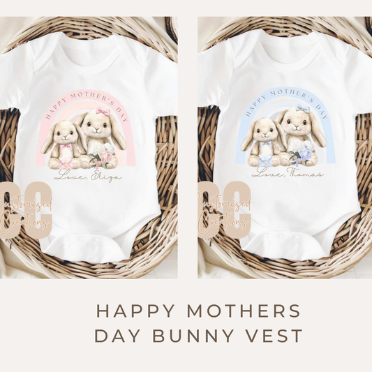 Mothers Day Baby Vest | Blue Or Pink Bunnies