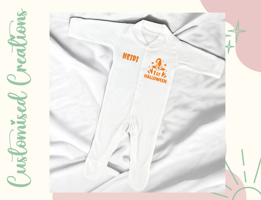 Halloween babygrow -  1st Halloween orange