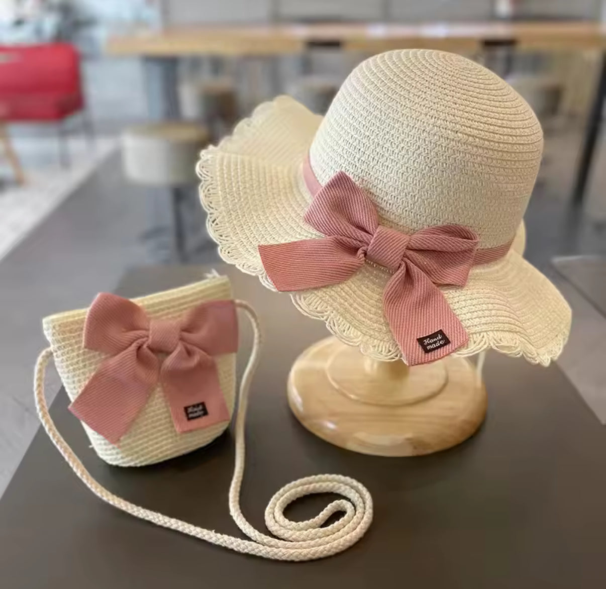 Embroidered hat and bag