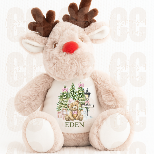 Reindeer mumbles Christmas bear -  Christmas bear pink