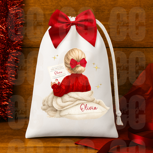Christmas gift sack - nice list girl