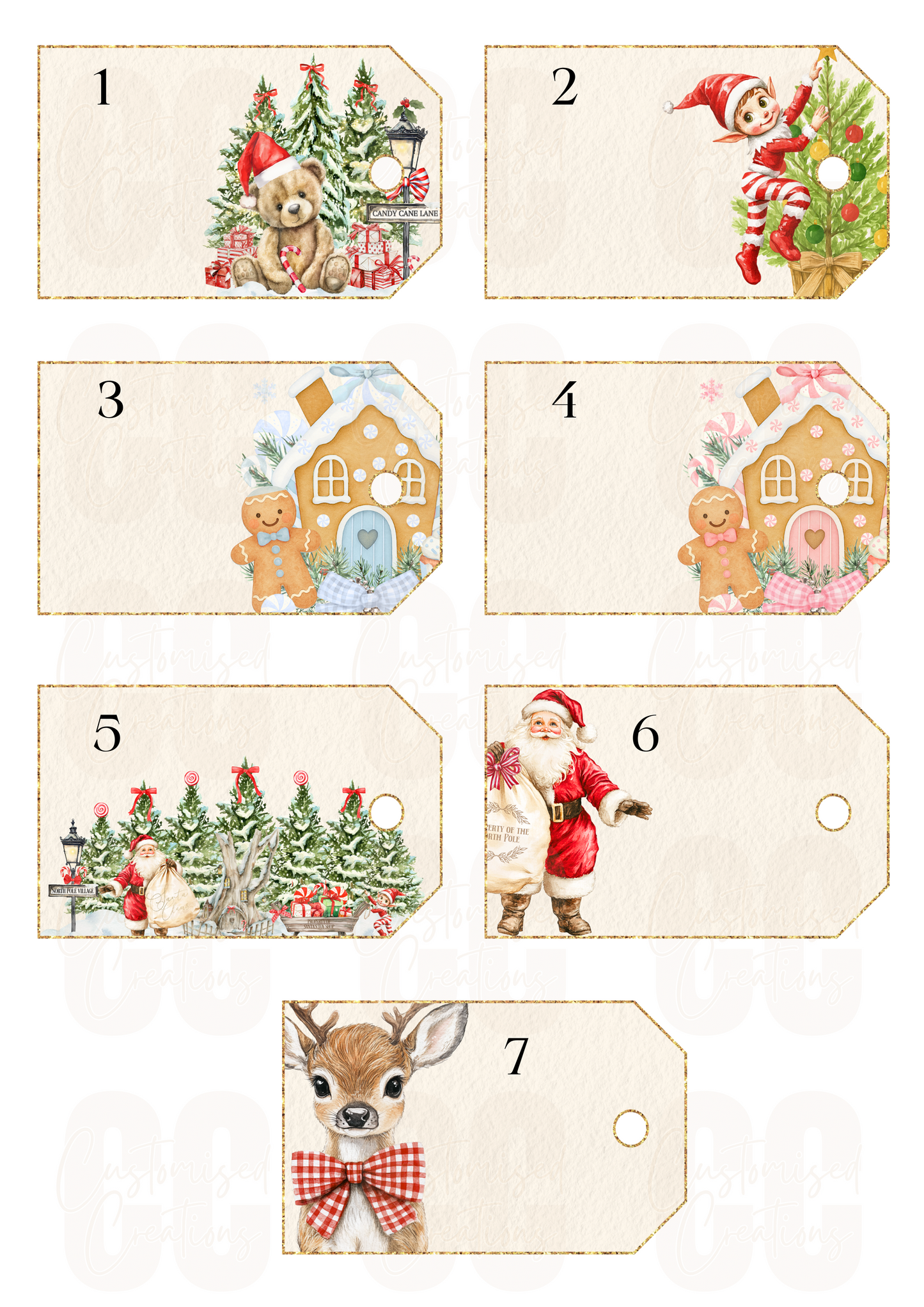 Acrylic Christmas gift tag - 7 designs