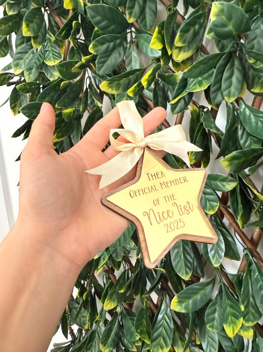Engraved Christmas nice list bauble