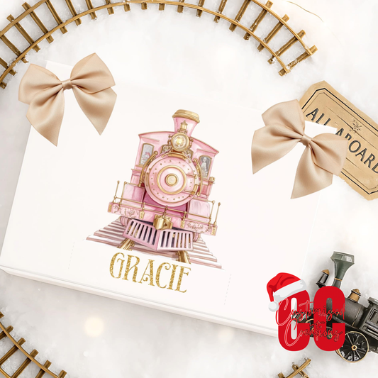 Christmas pink train magnetic gift box