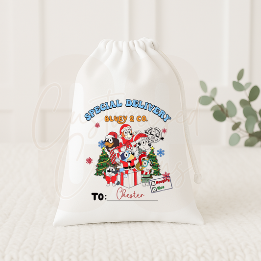 Christmas gift sack - special delivery bluey