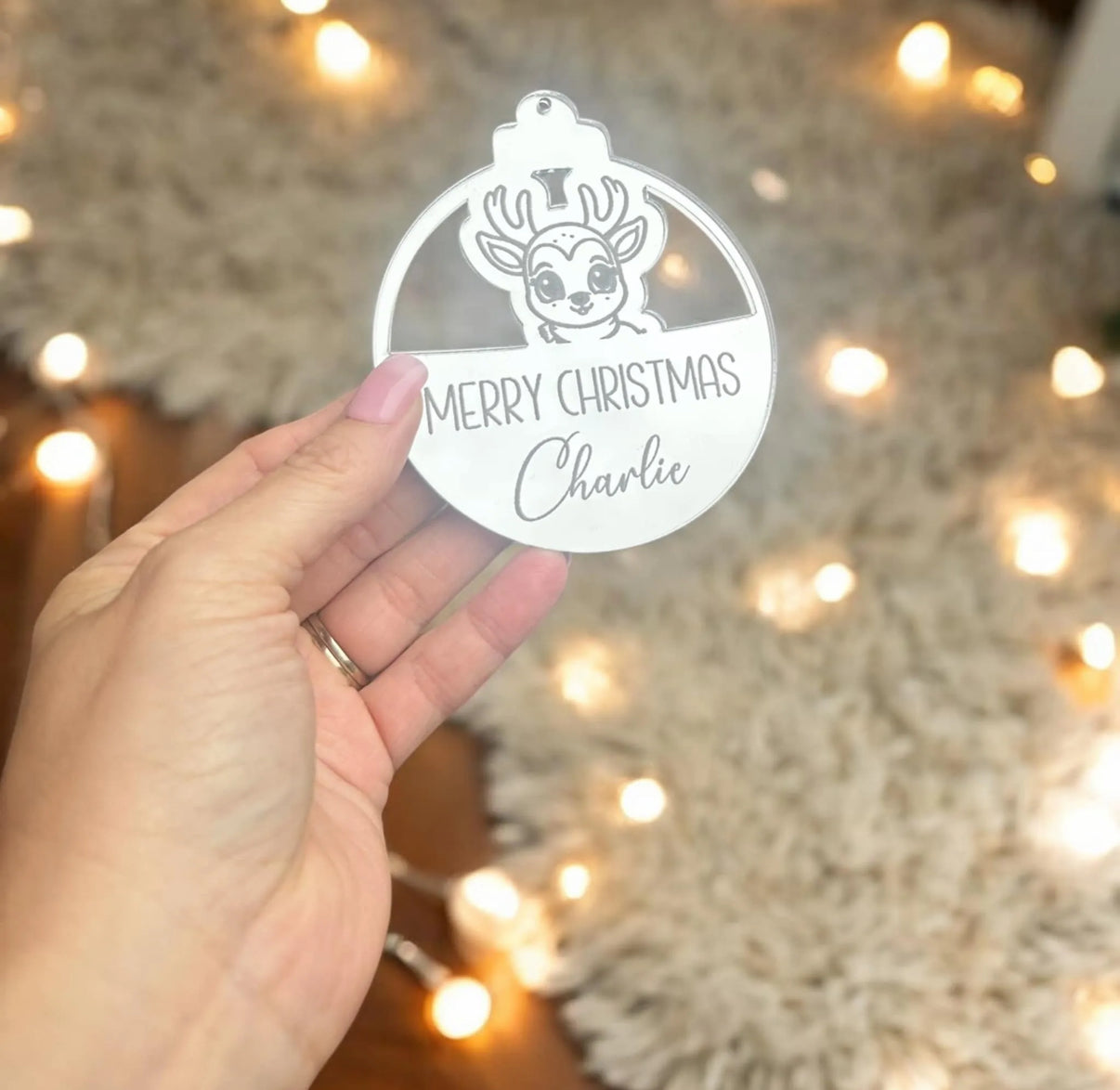 Personalised Mirrored Merry Christmas Bauble
