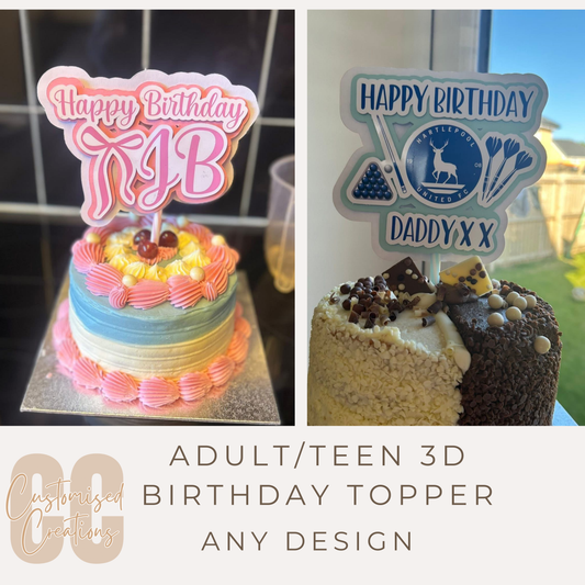 Personalised 3D Cake Topper – Full Size, Any Theme