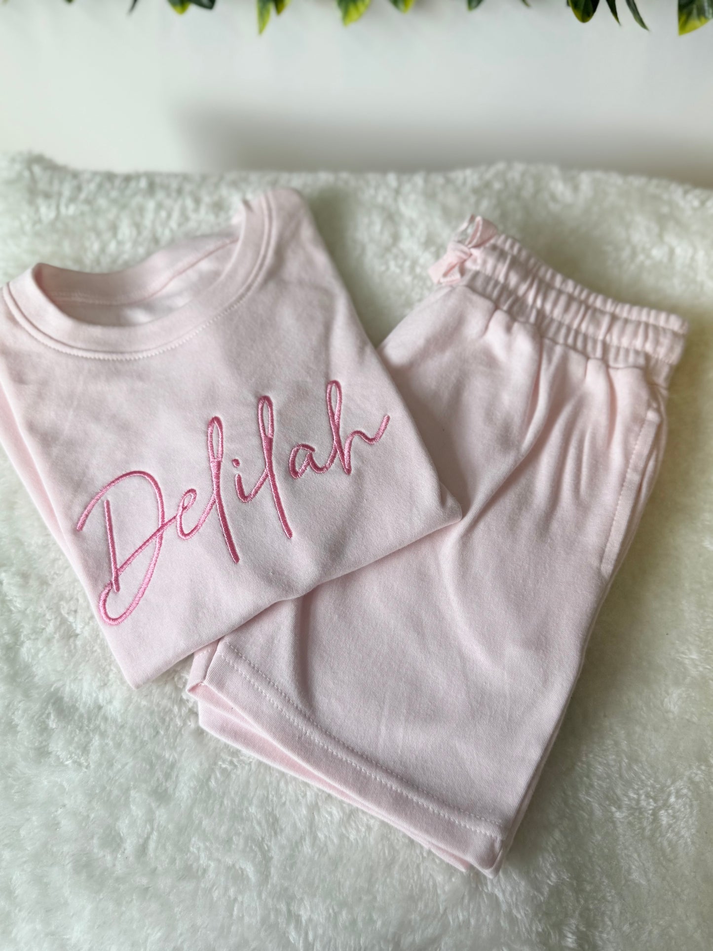Embroidered shorts and tshirt set