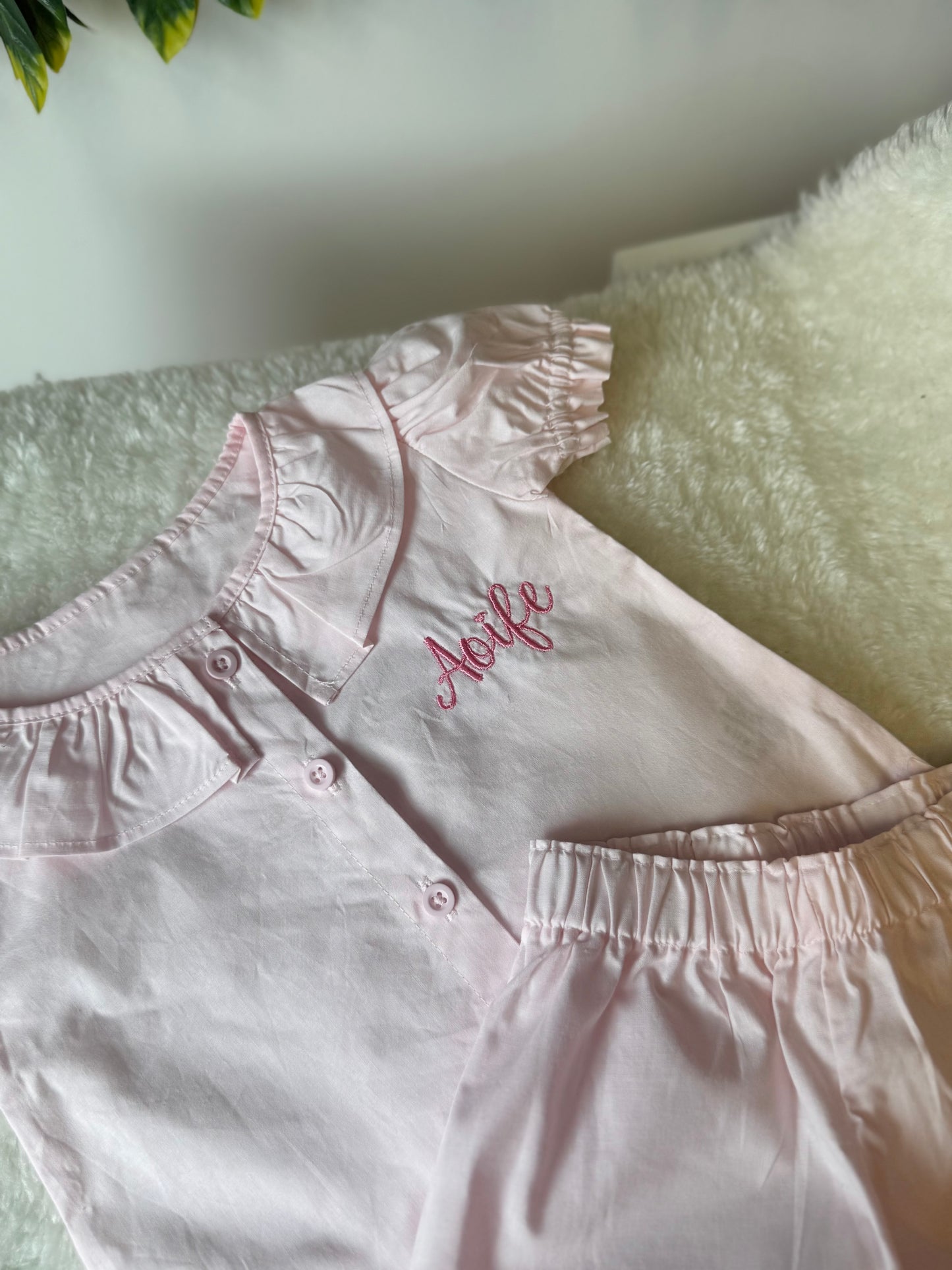 Embroidered linen frill summer set - all colours