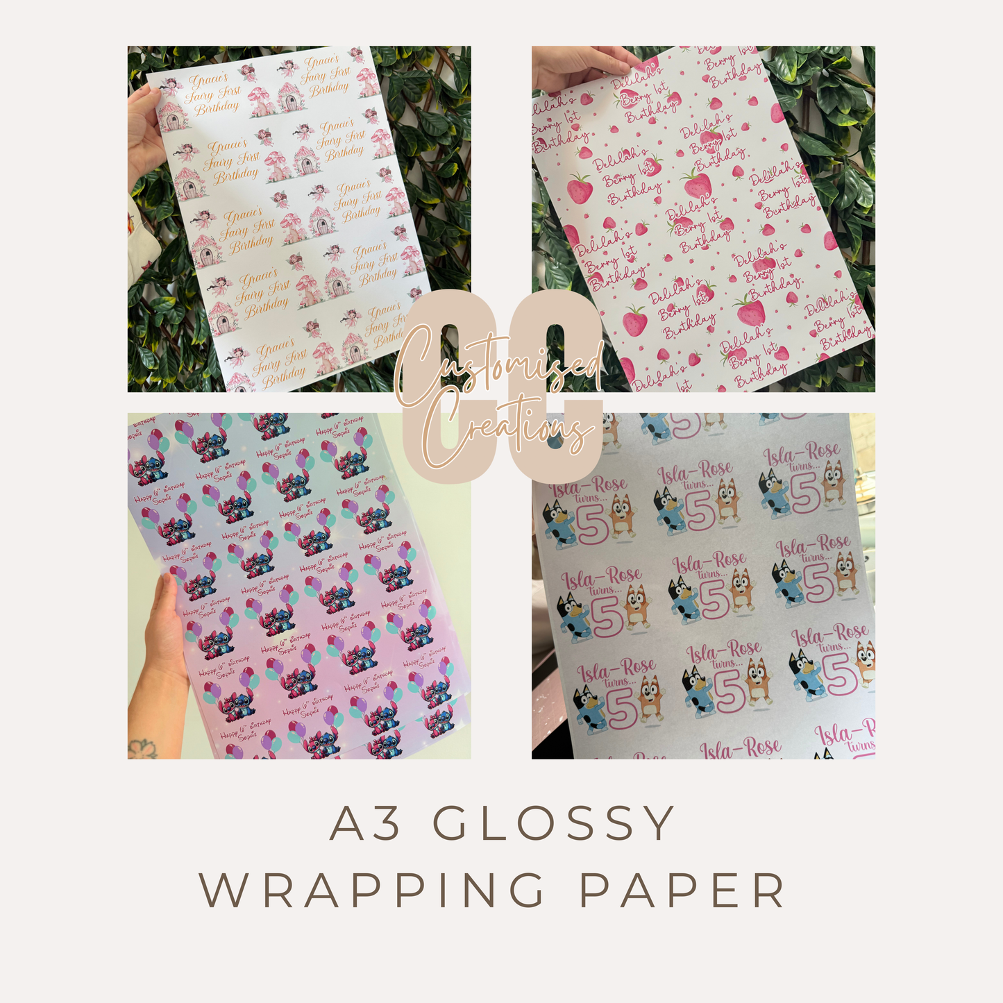 Personalised A3 Glossy Gift Wrap – Any Theme, Any Event