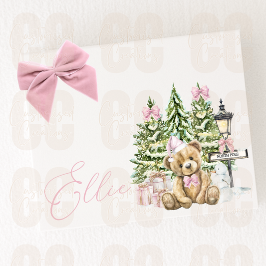 Magnetic Christmas gift box - Christmas pink bear