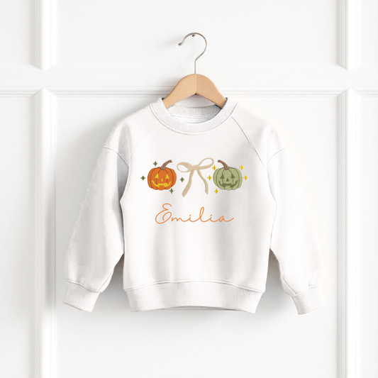 Embroidered Halloween sweatshirt - pumpkin bows2 - 4 colours