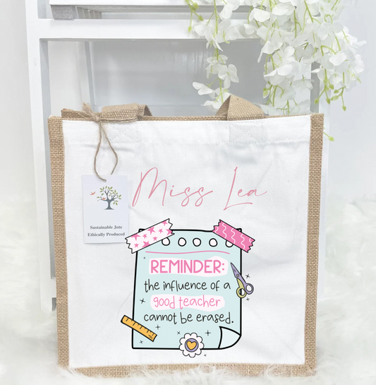Post it note teacher jute bag