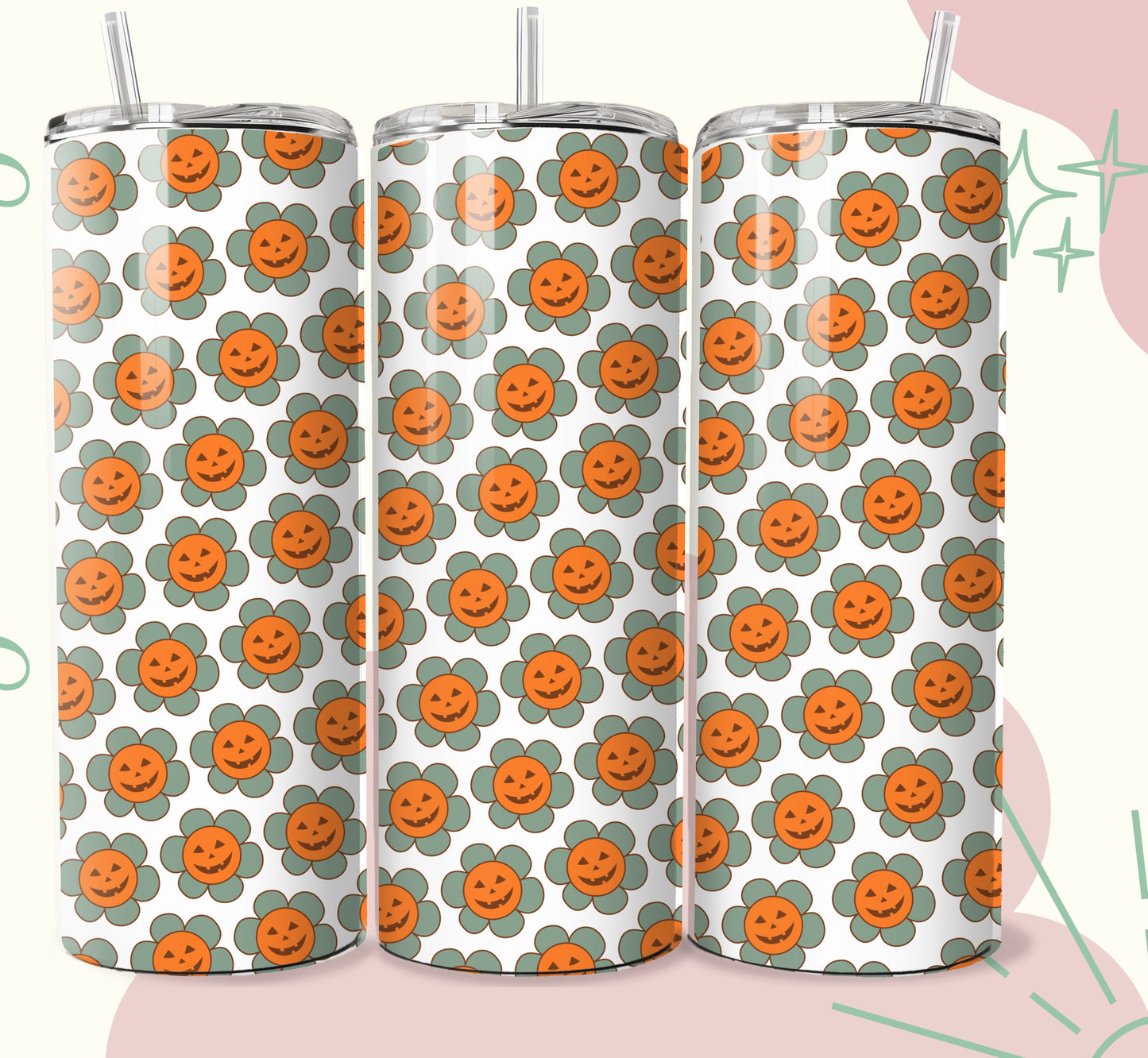 Sage and orange pumpkin 20oz tumbler