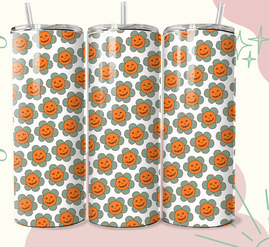 Sage and orange pumpkin 20oz tumbler