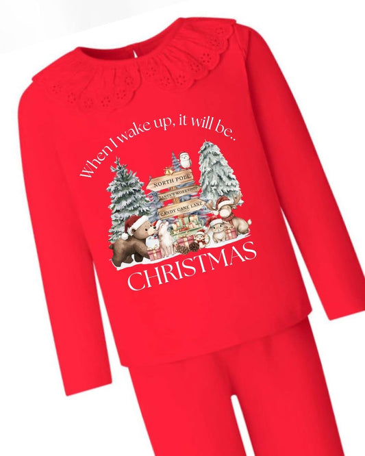 Red frill Christmas house pyjamas