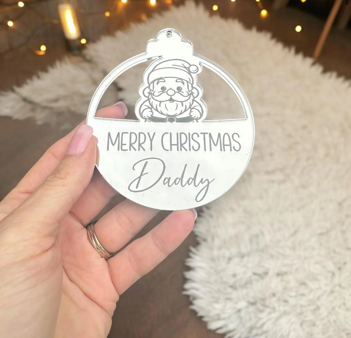 Personalised Mirrored Merry Christmas Bauble