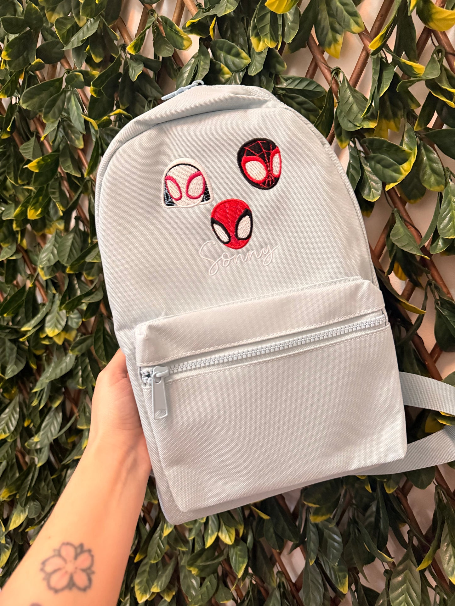 Embroidered backpack - spidey friends