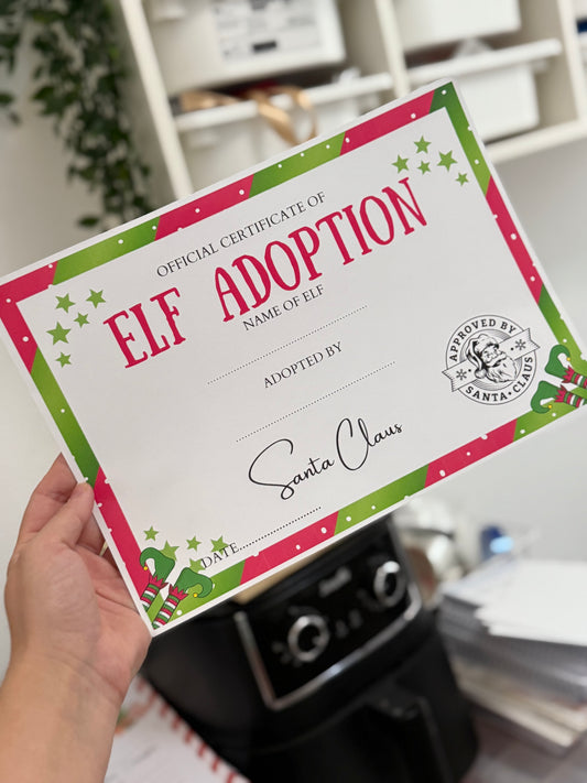 Elf adoption certificate