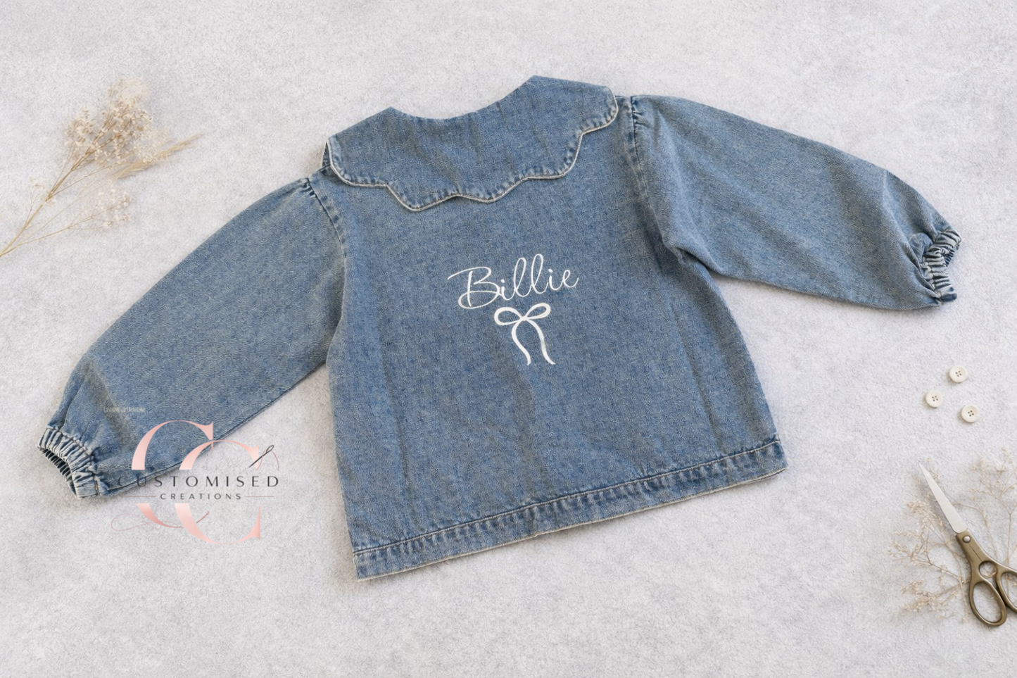 Scallop denim jacket - embroidered (Copy)