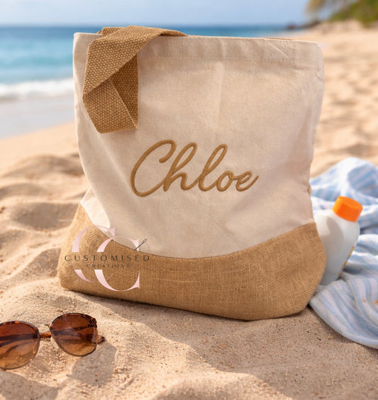 Jute base beach bag/shopper bag