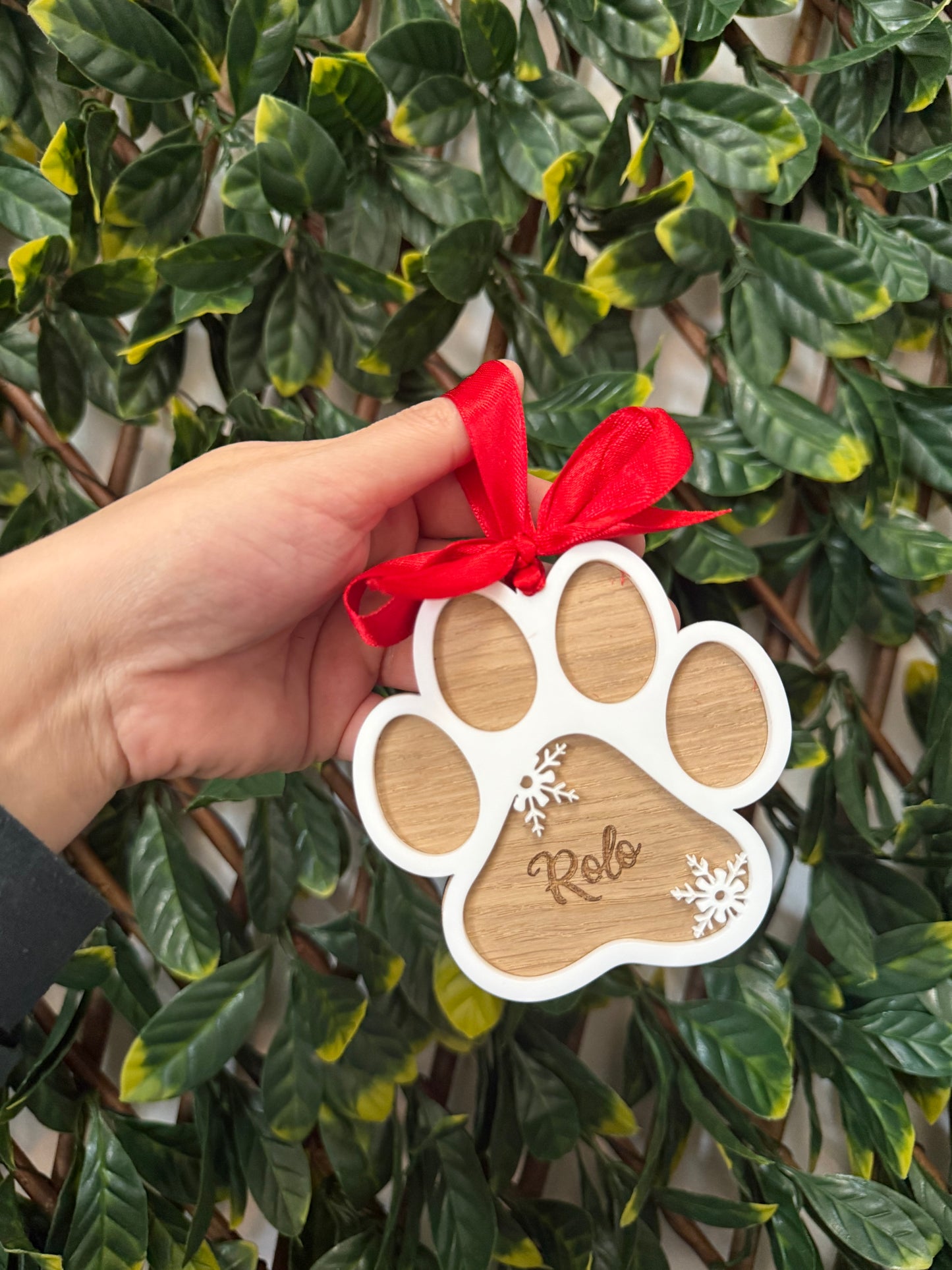 Paw print engraved dog bauble